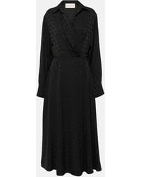 Valentino - Monogram Silk Midi Dress - Lyst
