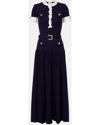 Self-Portrait - Belted Ribbed-Knit Midi Dress - Lyst