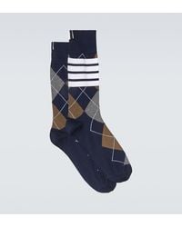 Thom Browne - Printed Cotton-Blend Socks - Lyst