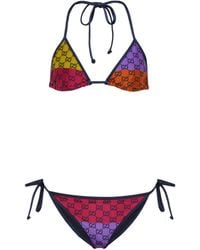 Gucci GG Printed Self-tie Bikini Briefs - Purple