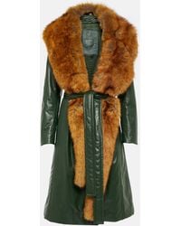 Burberry - Manteau en cuir et fourrure synthetique - Lyst