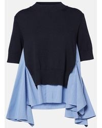 Sacai - Cotton-Blend Poplin Cardigan - Lyst