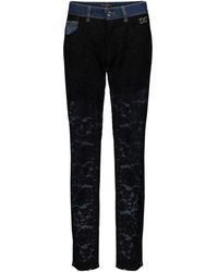 Dolce & Gabbana High-Rise Boyfriend Jeans mit Spitze - Blau