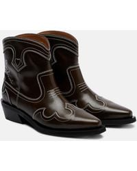 Ganni - Embroidered Cowboy Boots - Lyst