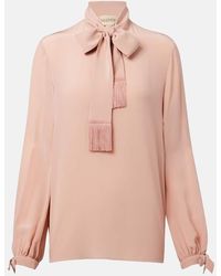 Valentino - Camisa De Crepe De Seda Con Lazo - Lyst