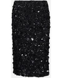 Dolce & Gabbana - Falda Tubo Con Lentejuelas Y Aplique Floral - Lyst