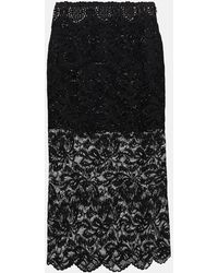 Rabanne - Falda Midi De Encaje A Capas - Lyst
