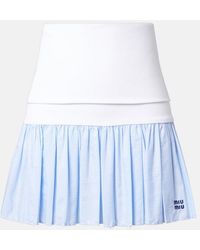 Miu Miu - Gingham Jersey And Poplin Miniskirt - Lyst