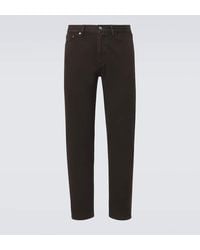 ZEGNA - Gerade Hose Aus Baumwolle Mit Leder - Lyst
