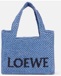Loewe - Paula's Ibiza Mini Logo Raffia Top-Handle Bag - Lyst