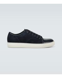 Lanvin Suede And Leather Cap-toe Sneakers - Blue