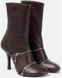 Burberry - Peep Leather Ankle Boots - Lyst