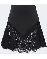 Stella McCartney - Asymmetric Lace-Trimmed Satin Miniskirt - Lyst