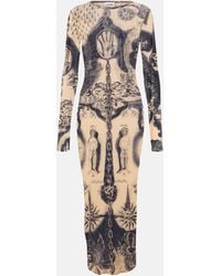 Jean Paul Gaultier - Tattoo Print Long Sleeve Midi Dress - Lyst