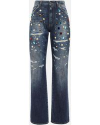 Dolce & Gabbana Verzierte High-Rise Jeans - Blau