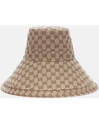 Gucci Hut aus GG Canvas mit breiter Krempe - Natur