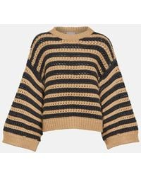 Brunello Cucinelli - Striped Wool, Cashmere, And Silk Sweater - Lyst