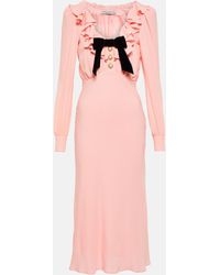 Alessandra Rich - Embellished Silk-blend Midi Dress - Lyst