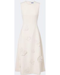 LEO LIN - Floral-Applique Midi Dress - Lyst
