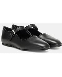 The Row - Ava Mary-Jane Leather Ballet Flats - Lyst