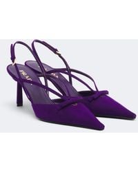 Prada - Bow-Detail Suede Slingback Pumps - Lyst