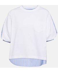 Sacai - Cotton Jersey And Cotton Poplin T-shirt - Lyst