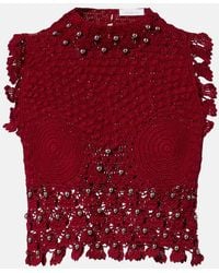 Rabanne - Embellished Crochet Cotton Top - Lyst