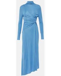 Victoria Beckham - Asymmetric Jersey Midi Dress - Lyst