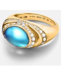 BVLGARI - Cabochon 18Kt Ring With Topaz And Diamonds - Lyst