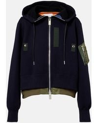 Sacai - Paneled Cotton-Blend Zip-Up Hoodie - Lyst