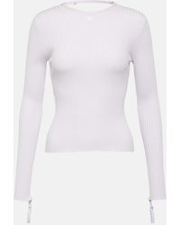 Courreges - Top En Maille Cotelee A Decoupes Et Logo - Lyst