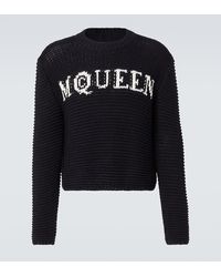 McQueen - Jersey De Algodon Con Logo En Jacquard - Lyst
