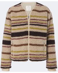 Moncler - Chaqueta De Lana Y Teddy A Rayas - Lyst