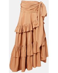 Chloé - Asymmetric Ruffled Cotton Maxi Skirt - Lyst