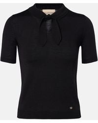 Valentino - Vlogo Tie-Neck Wool-Blend Top - Lyst