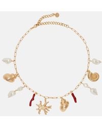 Self-Portrait - Faux Pearl-Embellished Charm Necklace - Lyst