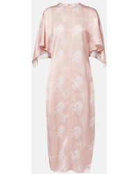 Stella McCartney - Printed Satin Midi Dress - Lyst