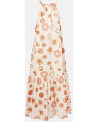 Asceno - Ibiza Printed Linen And Cotton Maxi Dress - Lyst