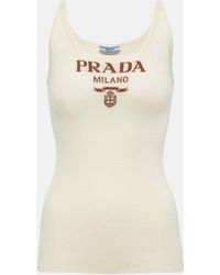 Prada - Logo Silk Tank Top - Lyst