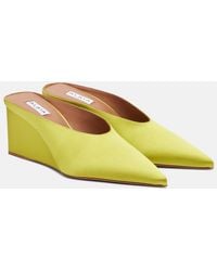 Alaïa - Cube Satin Wedge Mules - Lyst