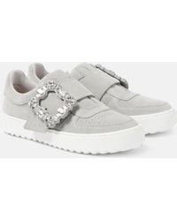 Roger Vivier - Very Vivier Embellished Suede Sneakers - Lyst