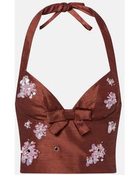 ShuShu/Tong - Embellished Halterneck Crop Top - Lyst