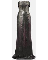 Elie Saab - Sequined Strapless Bustier Gown - Lyst