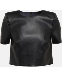 Wolford - Faux Leather Cropped T-shirt - Lyst