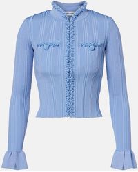 Self-Portrait - Beaded Ribbed-Knit Cardigan - Lyst