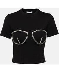 Area - T-shirt noir à ornements en verre taillé - Lyst