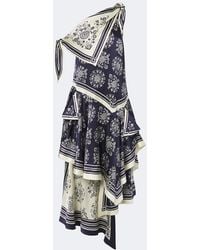 ALÉMAIS - Banderra Asymmetric Floral Silk Midi Dress - Lyst