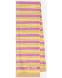 Gucci - Striped Silk And Cotton Scarf - Lyst