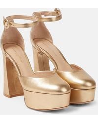 Gianvito Rossi - Holly D'orsay Metallic Leather Pumps - Lyst