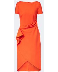 Oscar de la Renta - Draped Wool-Blend Midi Dress - Lyst